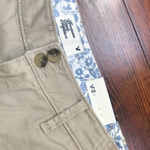 American Eagle khaki mini shorts! Soft material!